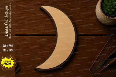 Crescent Moon Minimalist Laser Cut SVG File SVG Regulrcrative 