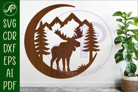 Crescent Moon Moose animal wall sign SVG APInspireddesigns 