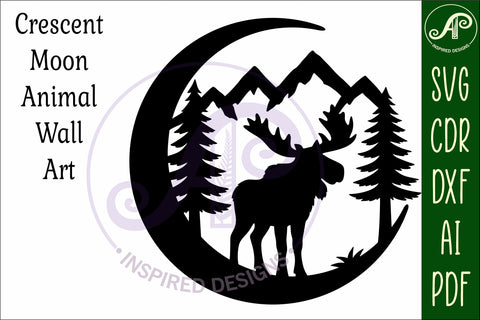 Crescent Moon Moose animal wall sign SVG APInspireddesigns 