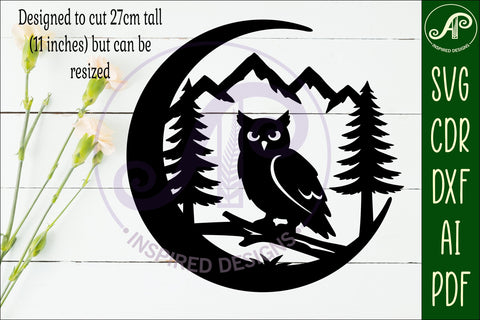 Crescent Moon Owl animal wall sign SVG APInspireddesigns 