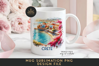 Crete Mug Sublimation PNG Greek Island Full Wrap Sublimation BijouBay 