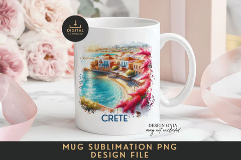 Crete Mug Sublimation PNG Greek Island Full Wrap Sublimation BijouBay 