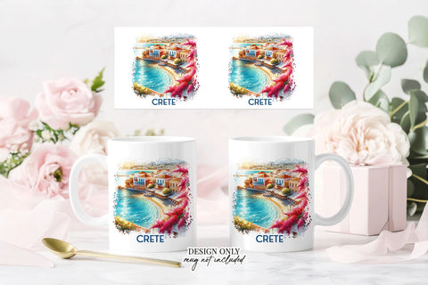 Crete Mug Sublimation PNG Greek Island Full Wrap Sublimation BijouBay 
