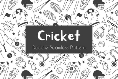 Cricket Doodle Seamless Pattern Digital Paper Digital Pattern Rin Green 