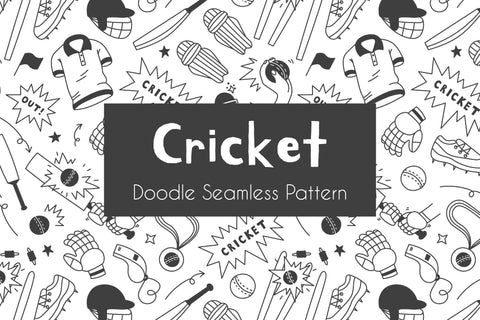 Cricket Doodle Seamless Pattern Digital Paper Digital Pattern Rin Green 
