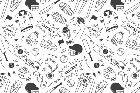 Cricket Doodle Seamless Pattern Digital Paper Digital Pattern Rin Green 