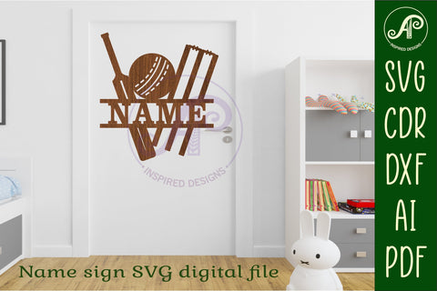 Cricket Name sign SVG laser cut template SVG APInspireddesigns 