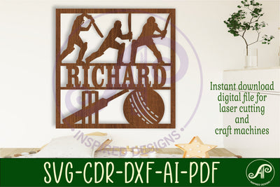 Cricket themed name sign svg laser SVG APInspireddesigns 