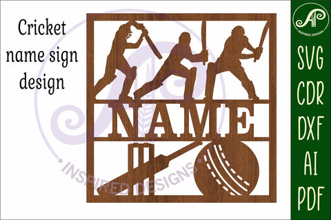 Cricket themed name sign svg laser SVG APInspireddesigns 