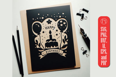 Cricut Birthday Card Paper Cut SVG SVG MD JOYNAL ABDIN 