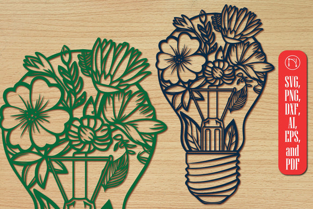 Cricut Bulb with Flowers SVG Set SVG MD JOYNAL ABDIN 