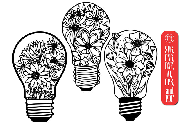 Cricut Bulb with Flowers SVG Set SVG MD JOYNAL ABDIN 