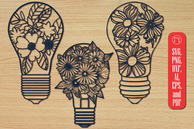 Cricut Bulb with Flowers SVG Set SVG MD JOYNAL ABDIN 