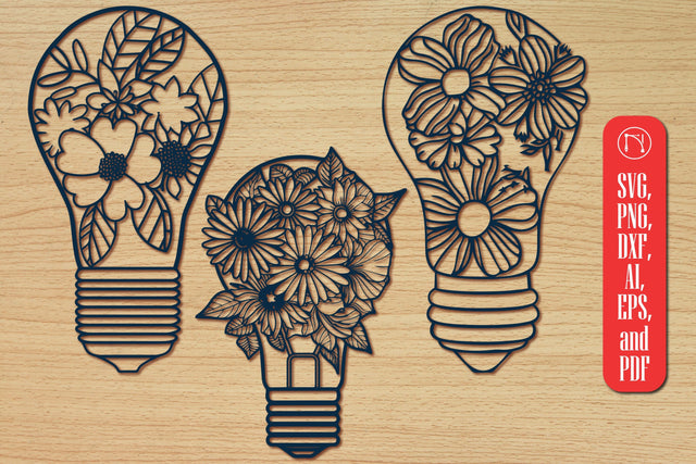 Cricut Bulb with Flowers SVG Set SVG MD JOYNAL ABDIN 