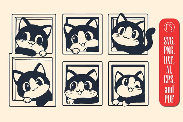 Cricut Cat Peeking from a Window SVG SVG MD JOYNAL ABDIN 