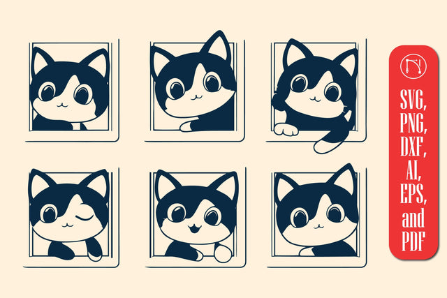 Cricut Cat Peeking from a Window SVG SVG MD JOYNAL ABDIN 