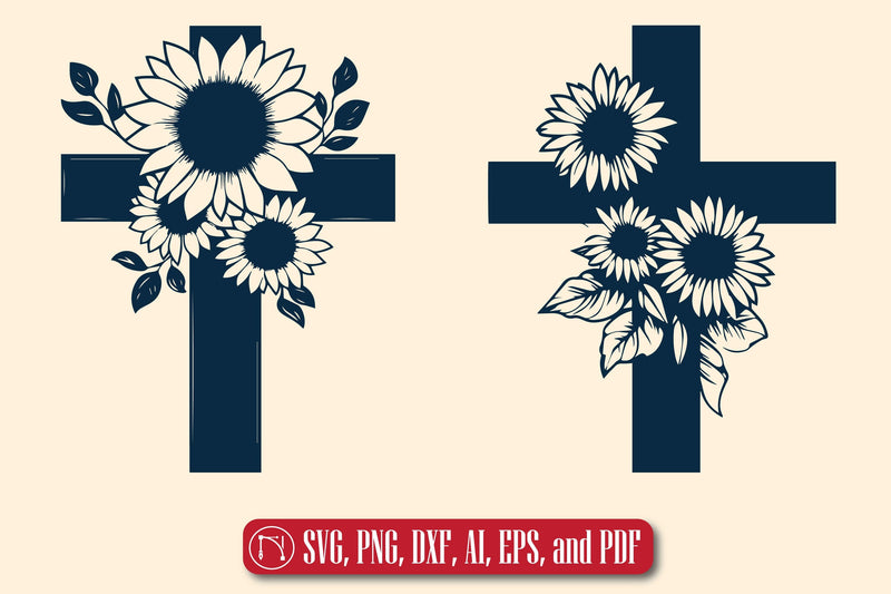 Cricut Cross with Sunflowers SVG SVG MD JOYNAL ABDIN 