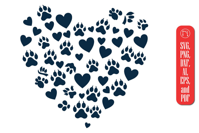 Cricut Dog Paw Heart SVG Cut File SVG MD JOYNAL ABDIN 