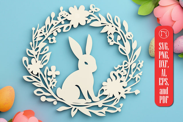 Cricut Easter Wreath with Bunny SVG Cut File SVG MD JOYNAL ABDIN 