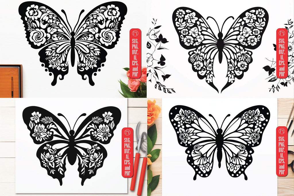 Cricut Floral Butterfly SVG Bundle - So Fontsy