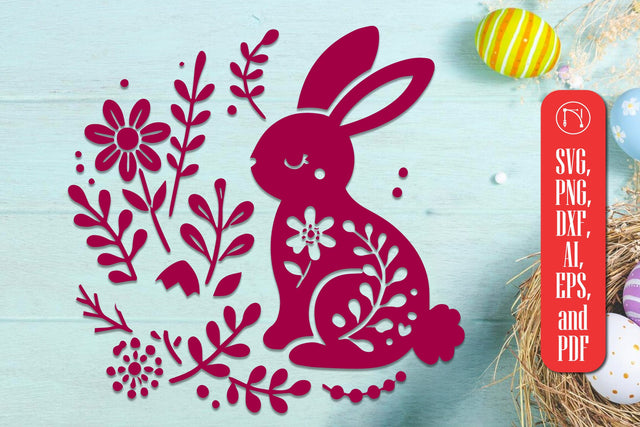 Cricut Floral Easter Bunny SVG Cut File SVG MD JOYNAL ABDIN 