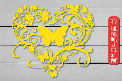 Cricut Floral Heart Butterfly SVG SVG MD JOYNAL ABDIN 