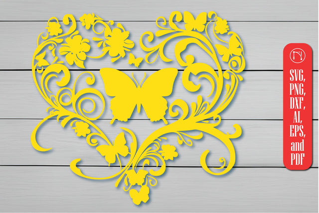 Cricut Floral Heart Butterfly SVG SVG MD JOYNAL ABDIN 