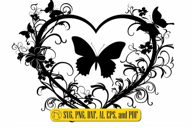 Cricut Floral Heart Butterfly SVG SVG MD JOYNAL ABDIN 