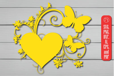 Cricut Floral Heart Butterfly SVG SVG MD JOYNAL ABDIN 