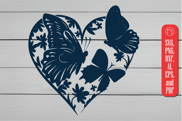 Cricut Floral Heart Butterfly SVG SVG MD JOYNAL ABDIN 