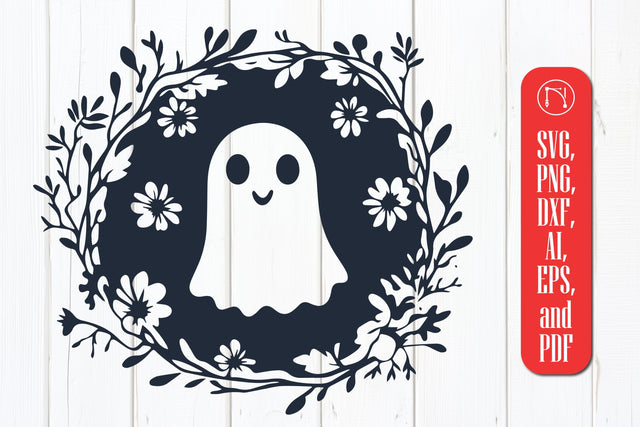 Cricut Ghost with Flower SVG Cut File SVG MD JOYNAL ABDIN 