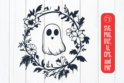 Cricut Ghost with Flower SVG Cut File SVG MD JOYNAL ABDIN 