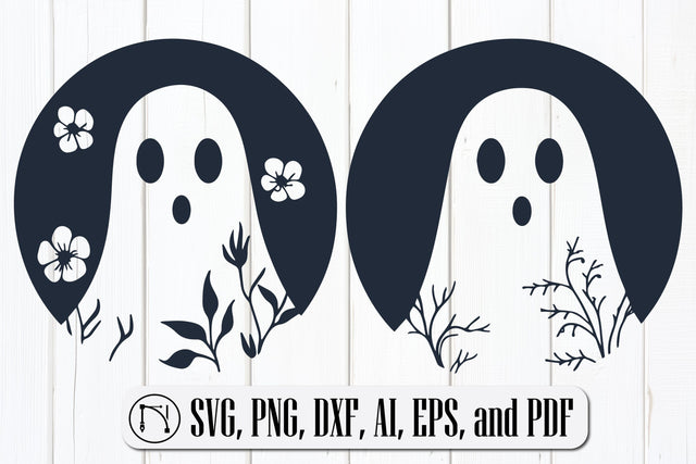 Cricut Ghost with Flower SVG Cut File SVG MD JOYNAL ABDIN 
