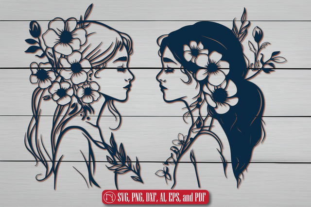 Cricut Girls with Flowers SVG Set SVG MD JOYNAL ABDIN 