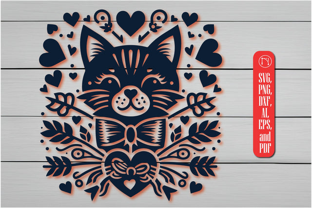 Cricut Laser Cut Valentine Cat SVG SVG MD JOYNAL ABDIN 