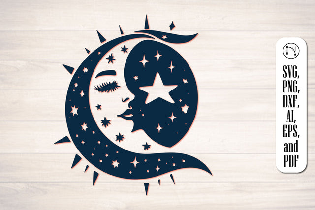 Cricut Mystical Moon Girl SVG Cut File SVG MD JOYNAL ABDIN 