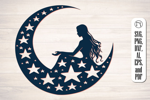 Cricut Mystical Moon Girl SVG Cut File SVG MD JOYNAL ABDIN 