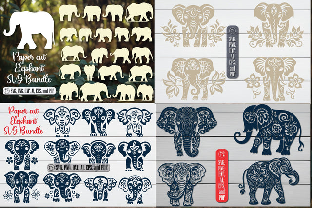 Cricut Paper Cut Elephant SVG Bundle SVG MD JOYNAL ABDIN 