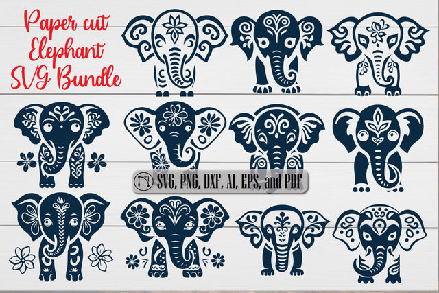 Cricut Paper Cut Elephant SVG Bundle SVG MD JOYNAL ABDIN 