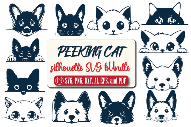 Cricut PEEKING Cat Silhouette SVG Bundle SVG MD JOYNAL ABDIN 
