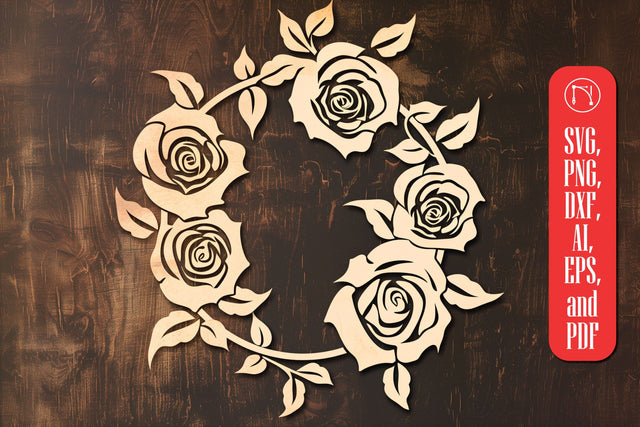 Cricut Rose wreath name sign SVG cut file SVG MD JOYNAL ABDIN 