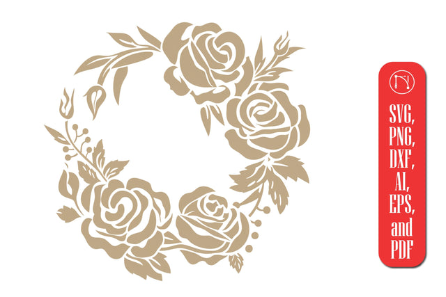 Cricut Rose wreath name sign SVG cut file SVG MD JOYNAL ABDIN 