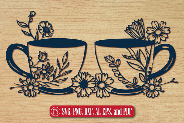 Cricut Tea Cup with Flowers SVG Set SVG MD JOYNAL ABDIN 
