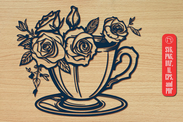 Cricut Tea Cup with Flowers SVG Set SVG MD JOYNAL ABDIN 