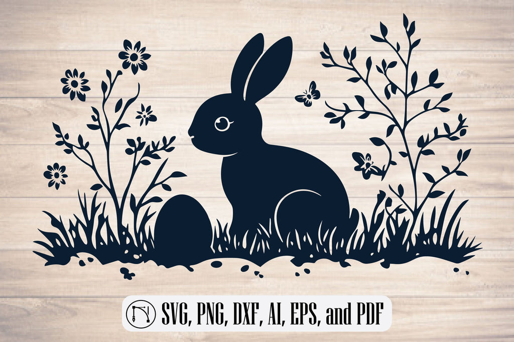 Cricut Wildflower Easter Bunny SVG Cut File - So Fontsy