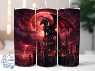 Crimson Dragon Castle 20oz Tumbler, Crimson Dragon, Dragon Castle, Castle Tumbler, Dragon Tumbler, Crimson Dragon PNG, Dragon Castle PNG, 20oz Tumbler Wrap Sublimation ToriDesigns 