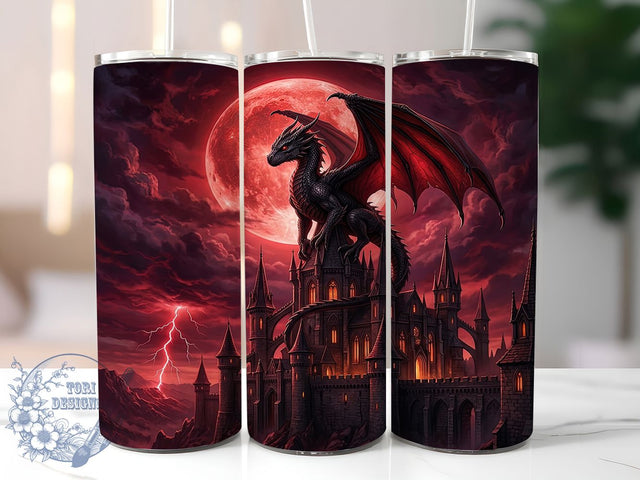 Crimson Dragon Castle 20oz Tumbler, Crimson Dragon, Dragon Castle, Castle Tumbler, Dragon Tumbler, Crimson Dragon PNG, Dragon Castle PNG, 20oz Tumbler Wrap Sublimation ToriDesigns 