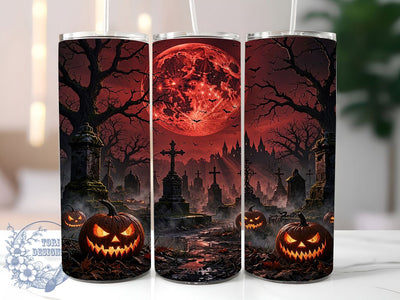 Crimson Moon Cemetery 20oz Tumbler, Crimson Moon, Cemetery Design, Gothic Style, Dark Aesthetic, Mystical Charm, 20oz Wrap, Sublimation Tumbler Sublimation ToriDesigns 