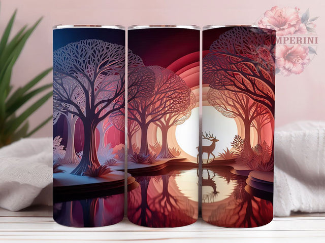 Crimson White Winter Forest Tumbler, Crimson White Landscape Wrap, Forest Sublimation Design, 20oz Winter Tumbler, Scenic Forest Art, Seasonal Landscape Mug, Whimsical Winter Cup Sublimation Li Zamperini 