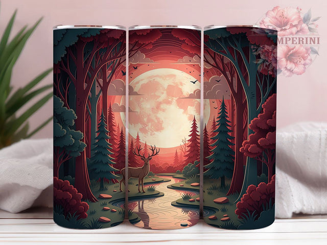 Crimson White Winter Forest Tumbler, Crimson White Landscape Wrap, Forest Sublimation Design, 20oz Winter Tumbler, Scenic Forest Art, Seasonal Landscape Mug, Whimsical Winter Cup Sublimation Li Zamperini 